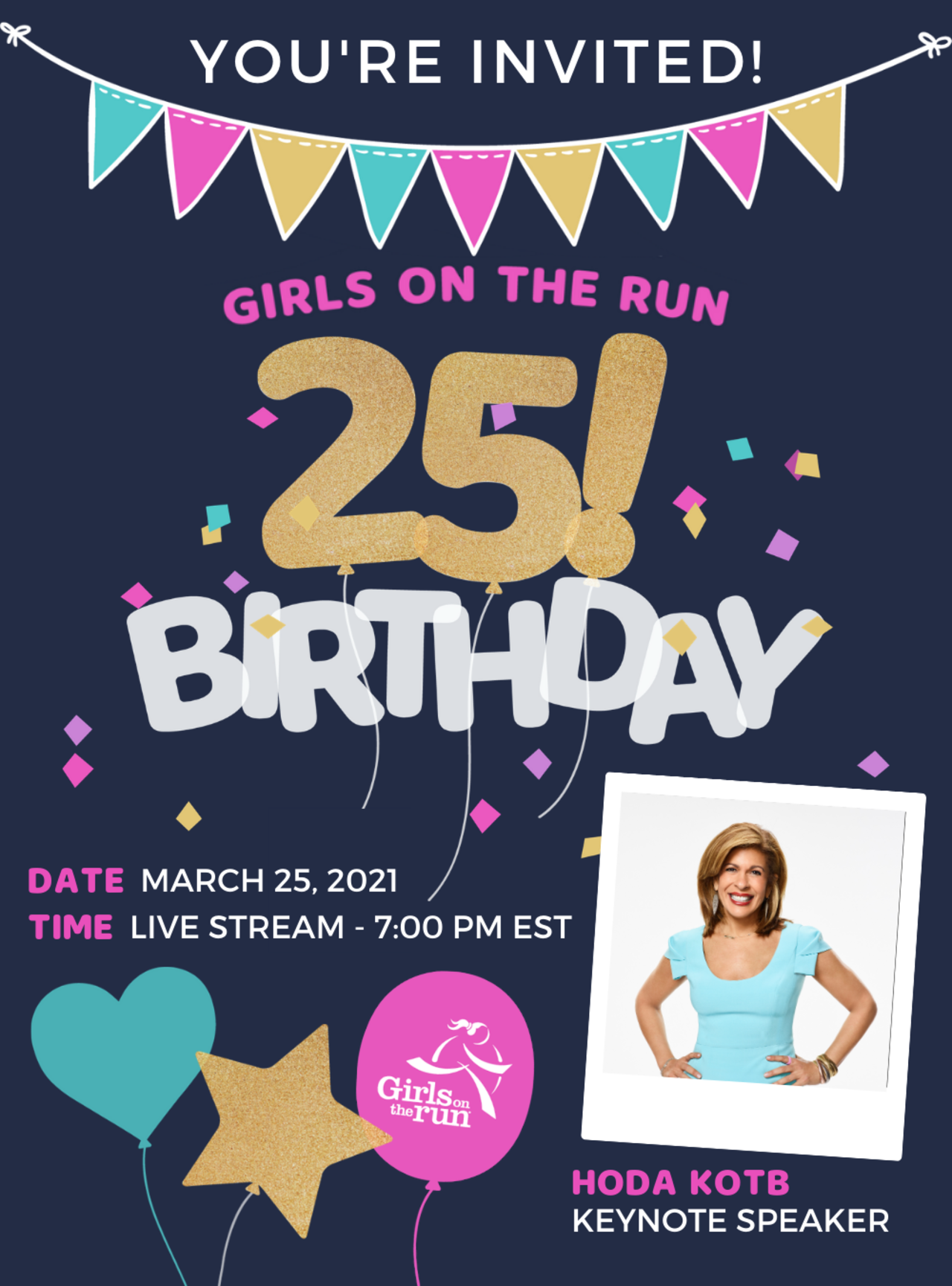 You're invited to the Girls on the Run 25th Birthday virtual celebration event!