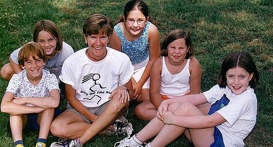 Girls on the Run founder, Molly Barker, with participants at one of the first GOTR practices. The start to 25 years of impact.