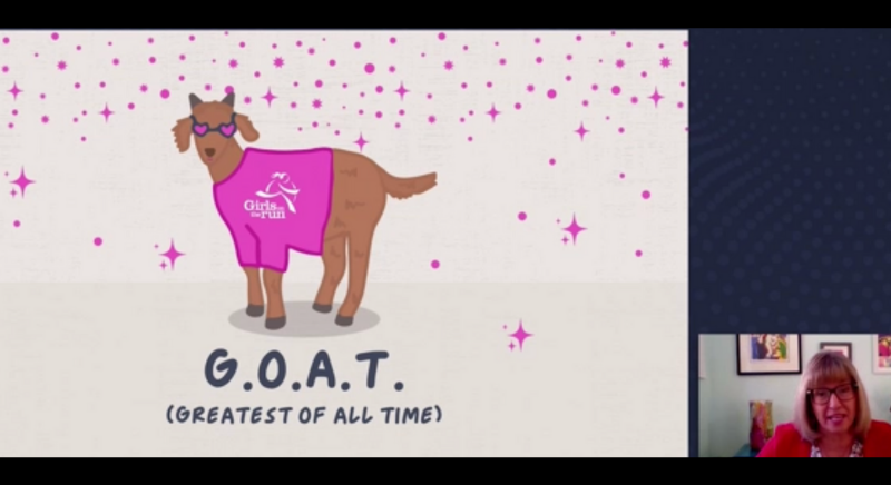 Animation of a goat in a pink sweater