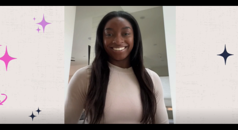 Girl with smile and long black hair sending closing message