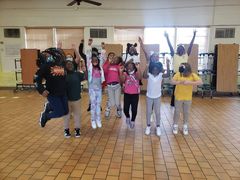 Group of GOTR girls jumping at practice