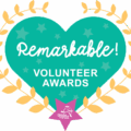 Green heart with Remarkable Volunteer Awards inside.