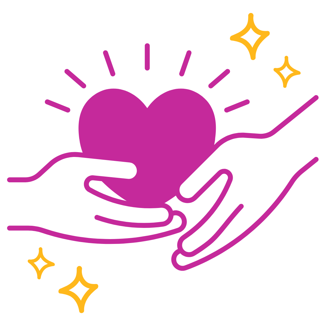 Icon of hands holding a heart.
