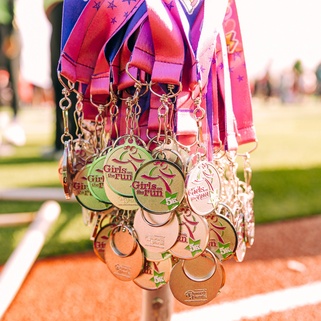 Image of medals handed out at the 5K.