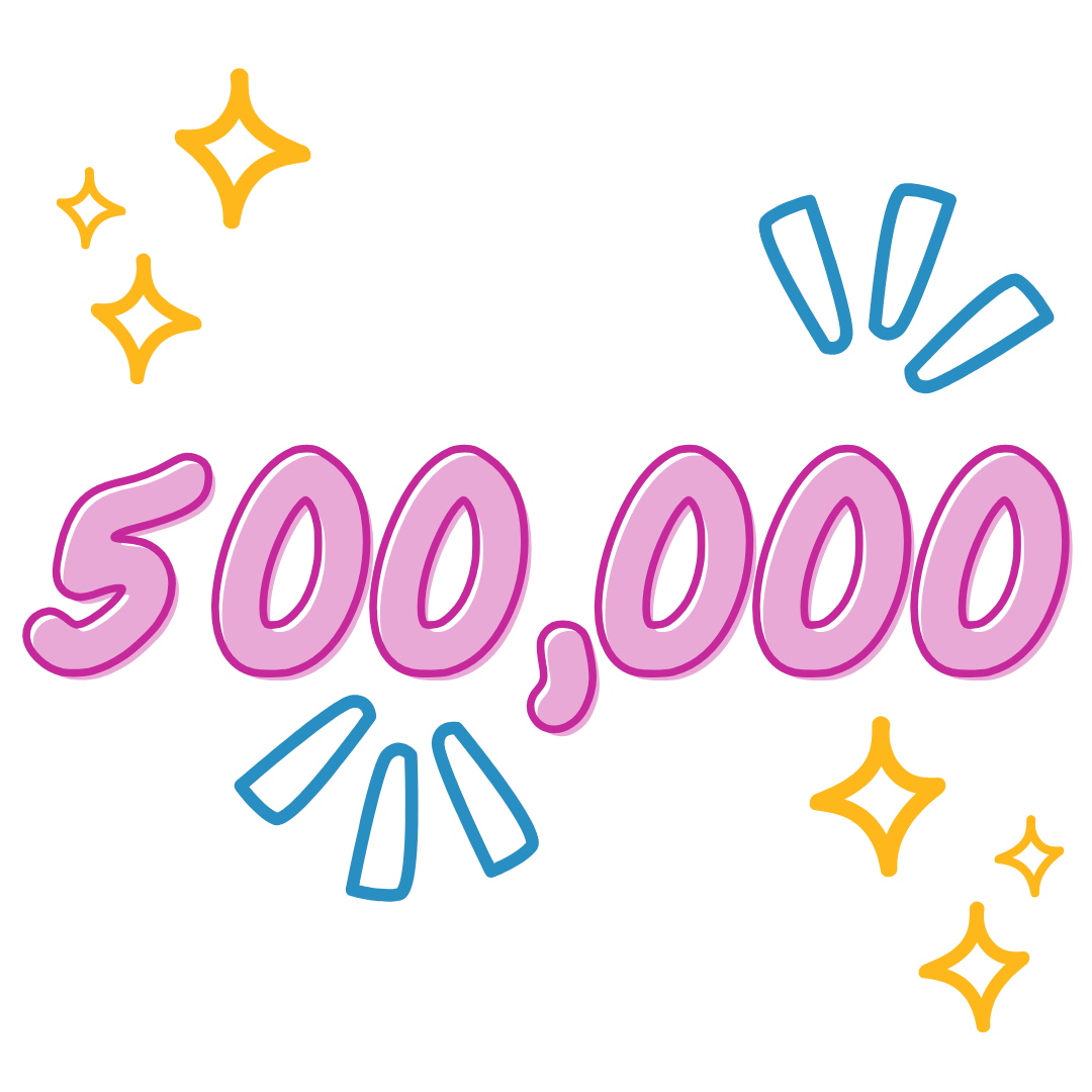 Text stating '500,000'