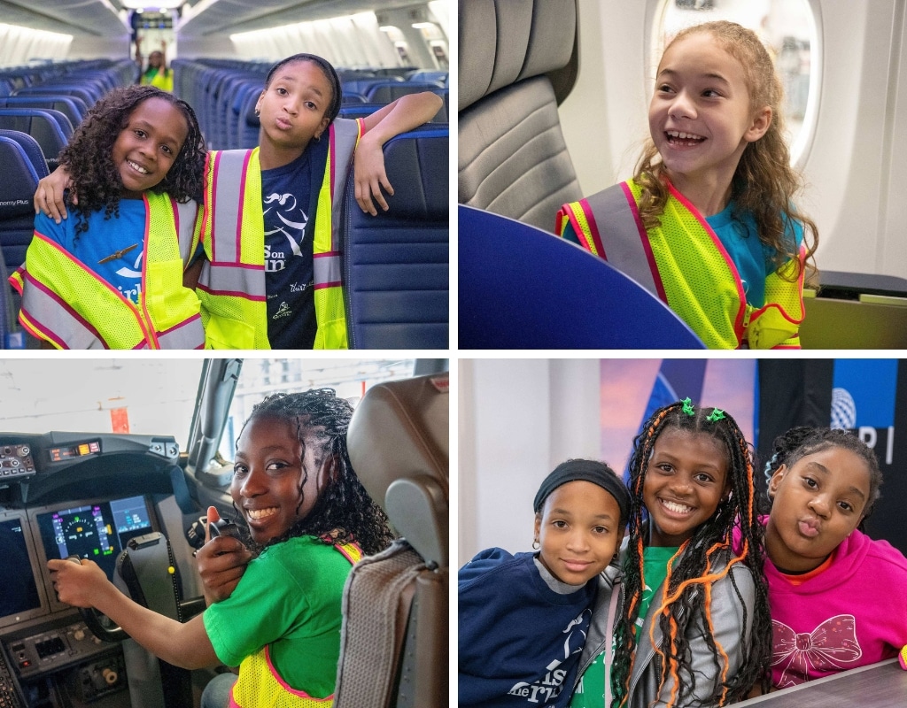 Girls from Girls on the Run New Jersey East visit Newark Airport on Girls in Aviation Day.